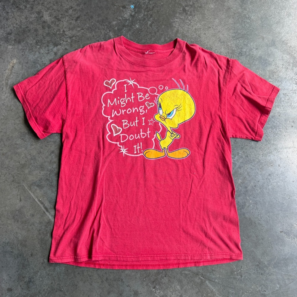 Vintage Tweety Bird Looney Tunes I Might Be Wrong But I T Shirt Size Medium USA